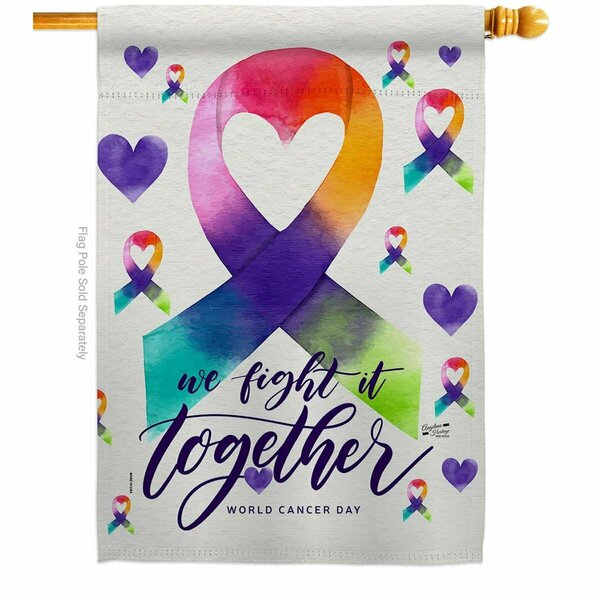 Patio Trasero 28 x 40 in. World Cancer Day House Flag with Support Awareness Double-Sided Vertical Flags  Banner PA4214846